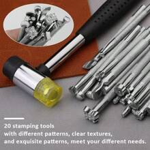 20pcs DIY Leather Craft Tool Set, Leather Stamping Tools, Punch Pliers, Leather Carving Embossing Punch