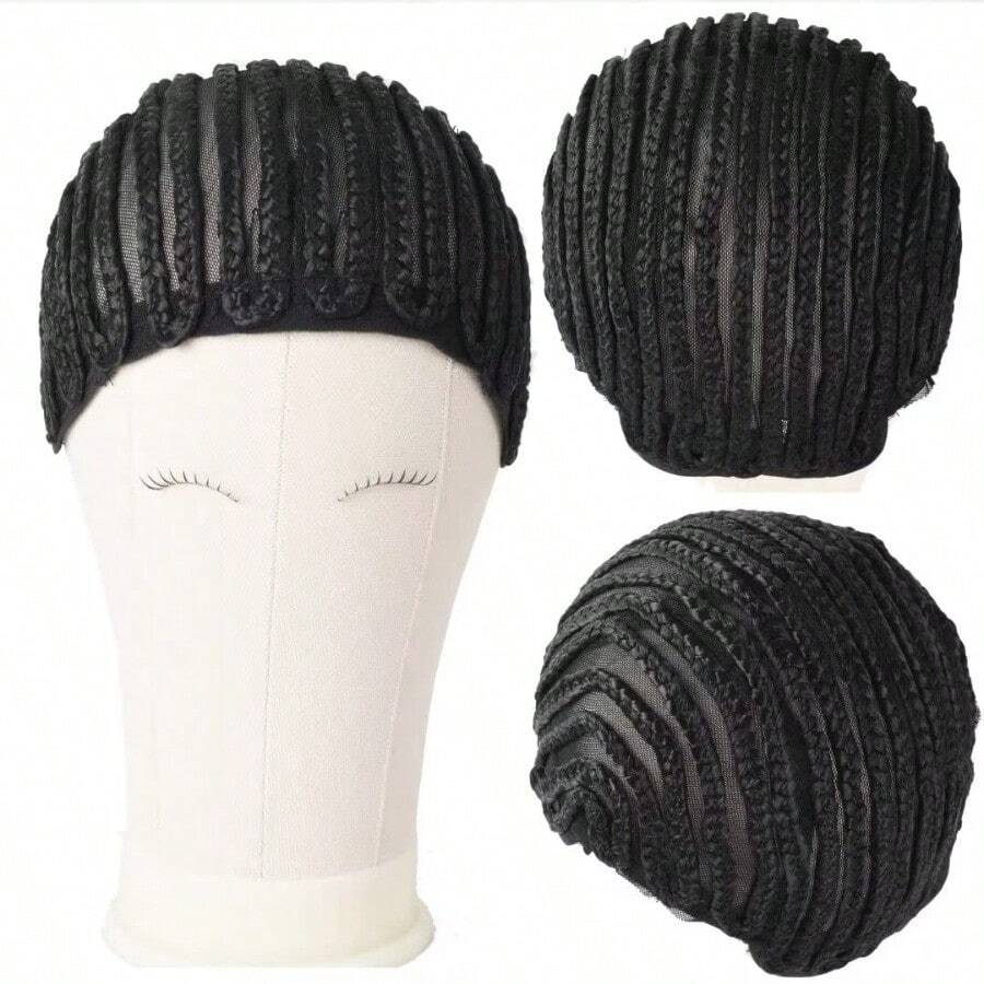 DCornrow Wig Cap For Crochet Braids Synthetic Braided Cap With Adjustable Straps Breathable Crochet Caps With 2 Combs Braided Wig Cap For Sew InBraided Wig Cap For  1pcs Black 5001 - 1pcs - 查看 1