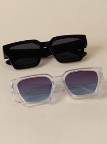 1 pieza/2 piezas/3 piezas/10 piezas Gafas con marco cuadrado grueso, gafas de moda rectangulares gruesas unisex para fotografía callejera, bares, clubes, festivales de música, decorativas, adecuadas para todos los tipos de rostro