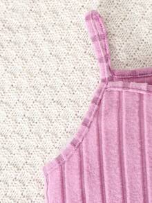 2pcs Autumn/Winter Floral Knitted Cardigan + Bodycon Slip Dress Set, Soft & Comfortable, Fashionable Casual Outfit For Young Girls - Purple - View 8
