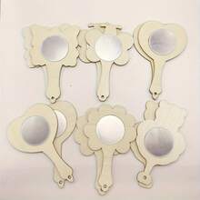 12 Pieces Of DIY White Wood Small Mirrors, Handicraft Set, Cartoon Animal Butterfly Heart Mirror Theme, Including 12 Wooden Board Mirrors, 1 Color Diamond Sticker, 12 Color Pens, DIY Handicraft Set Suitable For Children, Four-Season Wooden Handicraft Supplies Set, Halloween, Christmas, Birthday Gifts - Apricot - View 8