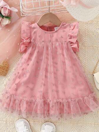 Vestido sin Mangas de Verano para Niña Bebé, con Tul y Elementos del Océano