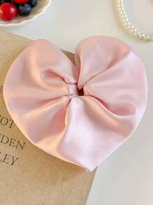 4条装纯色优雅复古宫廷风涤纶缎面心形发圈，高弹力发绳，时尚浪漫设计，适合女孩，是情人节、旅行、摄影配件、马尾辫发圈、洗脸发饰、头饰、化妆家居健身女性配饰头饰的理想之选。