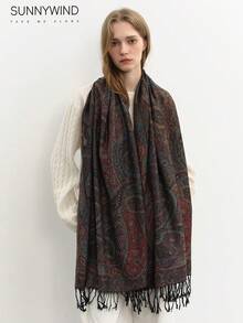 1pc Paisley Pattern High-Quality Scarf/Shawl - Black - View 2