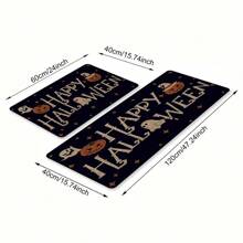 1pc Halloween Pumpkin Pattern Printed Non-Slip Linen Kitchen Rug, Doormat, Bath Mat, Suitable For Living Room, Bedroom, Hallway, Bathroom, Laundry Room - Polyester Carpet, Indoor Outdoor Home Decor, Halloween Decoration, Halloween Gift