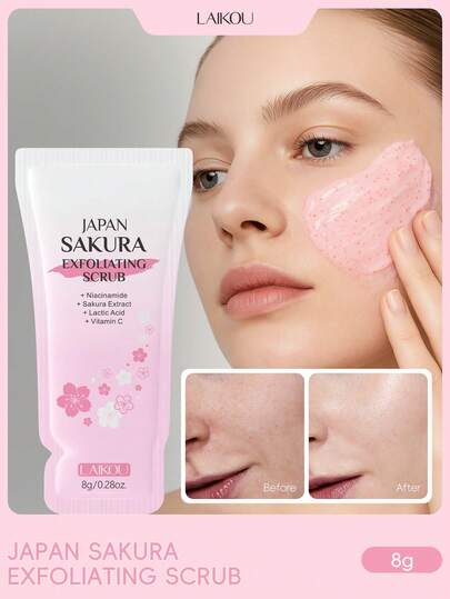  1 件保湿LAIKOU日本樱花去角质磨砂膏 8g，清洁健康霜磨砂膏滋养持久留香适合女性所有肤质适用于浴室水疗