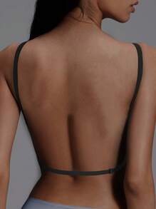 Women'S Elegant Backless Push-Up Bra - U-Shaped X-Back Design With Removable Adjustable Straps, Seamless Nylon Lingerie, High Support & No Underwire, Hand Washable For Backless Dresses & Evening Wear, Backless Dress Accessory, Backless Dress Lingerie, Backless Fashion, Sleek Design - 黑色 - 查看 4