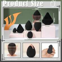 17PCS Makeup Sponge Set With 6PCS Powder Puff, 3PCS Mini Makeup Sponges, 3PCS Foundation Mini Make Up Sponge Puff And 1PCS Make Up Sponges Holder (Black) - Black - View 3