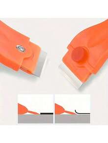 1个便携式多用途刮刀，不伤表面，玻璃胶刮刀，地板和瓷砖粘合剂去除剂，标签贴纸去除工具，轻松去除墙漆、贴纸，轻松去除玻璃、瓷砖、地板上残留的胶印，表面无划痕！适用于厨房、浴室 - 橘色 - 查看 8