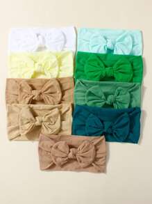 9 件婴儿糖果色尼龙大蝴蝶结头带，新生婴儿幼儿女孩男孩发饰头饰套装，适合所有季节日常佩戴