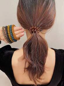 10件/5件透明果冻色发带套装，简约高弹力发带，马尾辫固定器，不会损坏头发，发饰 - 果凍色 - 查看 4