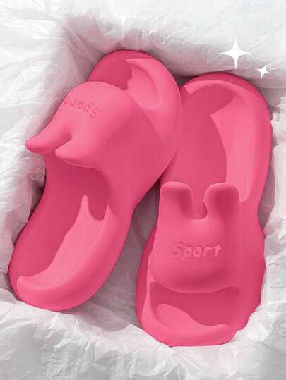 夏季3D兔子软底室内家居拖鞋，可爱厚底防滑户外凉鞋