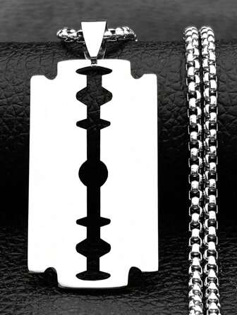 Collar largo de acero inoxidable con hoja de afeitar para hombres y mujeres, collar de joyería punk gótica de vapor punky rock hip hop
