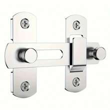 1Pcs Herrajes de Cerradura de Puerta Corrediza de Acero Inoxidable, Pestillos de Puerta, Ventana, Armario, Negro Mate Plateado - Plateado - Ver 1