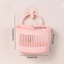 1 件粉色/白色二合一壁挂篮，多功能垂直板条结构，通风防潮，适用于厨房、浴室，存放洗漱用品、香料、钥匙，节省空间的设计，可爱耐用（轻微外观瑕疵，不影响使用）