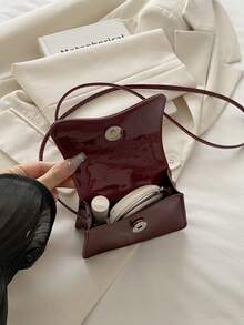 Mini Women's Handbag, Lightweight Portable Mini Tote Bag, New Summer 2025 Fashionable Flap Solid Color Small Bag, Shoulder Crossbody Bag - Burgundy - View 7