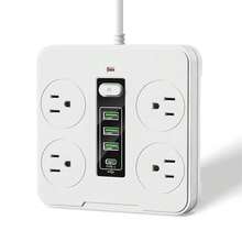 Eight-In-One Smart Power Strip With Multi-Function USB Socket With Long Line Switch, Porous Home High-Power Patch Panel - US B Type Plug(110-127V) - View 6