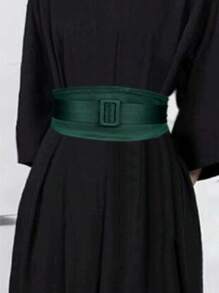 1 件纯色宫廷风格优雅涤纶松紧腰宽腰带连衣裙配饰，性感迷人，适合派对和全年女性秋季、秋季、万圣节穿着 - A - 查看 5