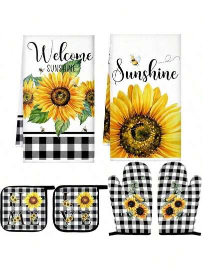 ​​6-Piece Kitchen Decor Set - Yellow Sunflower Theme​