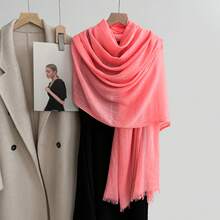 1 件女士时尚简约条纹渐变褶皱流苏涤纶围巾，休闲百搭头巾防风防晒披肩 - 彩色 - 查看 5