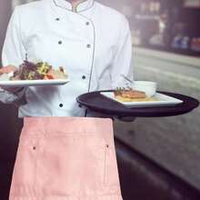 5-Pocket Waist Apron With Adjustable Buckle - Heavy Duty Half-Length Work Apron For Bartenders, Baristas, Chefs & Wait Staff, Multi-Functional Kitchen Apron For Restaurants, Catering & Coffee Shops - 粉色 - 查看 6