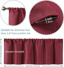 Tie Up Curtain Valance Window Treatment Living Room, Adjustable Balloon Rod Pocket Drape Valence, Set Of 1, 54 X 18 Inch, White, Home Decor - Burgundy - Xem 5