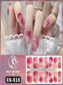 1pc No-Bake Marble Pattern Glitter Nail Stickers, Waterproof Peel-Off Nail Art Stickers, Full Nail Wrap, Women's Nail Art, Self-Adhesive Nail Stickers, Minimalist & Fashionable, Easy To Use, Suitable For Holiday Decoration, Party Decoration, Stage Decoration, Daily Decoration, Holiday Gifts, Birthday Gifts, A Perfect Gift For Loved Ones