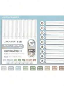 Languo 9支装丙烯颜料马克笔套装,720色可混色软头,适用于绘画、DIY手工、学校美术用品、绘画课程、返校季 - 彩色 - 查看 27