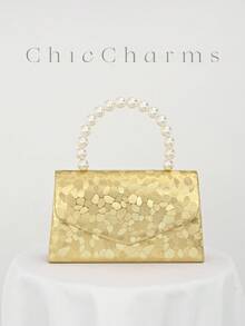 Elegante bolso de noche para mujer con decoración exquisita de perlas falsas, adecuado para fiestas, bodas, bailes de graduación, cenas/banquetes, que combina a la perfección con vestidos de novia, vestidos formales y vestidos de cumpleaños