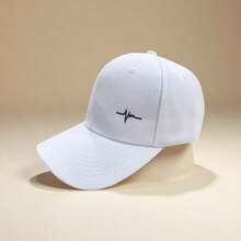 1pc Unisex Casual Minimalist Heartbeat Embroidery Pattern Adjustable Baseball Cap, Suitable For Daily And Outgoing Wear - Multicolor - View 5