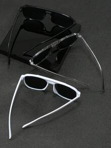 3副/1副男士窄方形塑料酷炫黑色派对风格休闲眼镜，适合户外海滩配饰，夏季海滩度假、户外活动、旅行眼镜