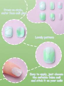 NAIO 120 Pieces Kids Press On Nails Children Fake Artificial Nails Girls Full Cover Short False Fingernails For Girls Kids Design Decoration(Lovely Pattern)