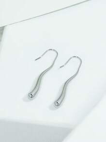 1 Pair Minimalist Long Water Drop Dangle Earrings, Unisex European & American Niche Design, Neutral Chic Middle Eastern Style Earrings