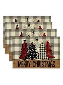 2/4/6/8 Stücke Weihnachtsbaum Tischsets, 30cm*45cm, 100% Polyestermaterial, geeignet für Restaurant, Esszimmertisch, Kaffeetisch Dekoration, Outdoor Party Feiertags Tischdekoration