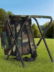 1 pieza de taburete de pesca plegable portátil para camping y pesca al aire libre, bolsa aislada multifuncional de doble hombro, mochila de camping y pesca. Adecuado para uso diario, familia, actividades al aire libre, pesca, montañismo y enfriamiento portátil.