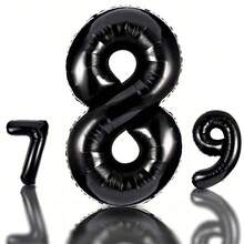 40 英寸黑色数字铝箔气球，大型聚酯数字气球，适用于生日派对装饰、结婚周年纪念活动装饰 - 黑色 - 查看 12