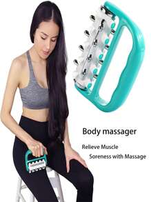 1pc Electroplated Massage Roller, Releases And Breaks Down Fat Lumps, Lymphatic Drainage Massage Roller, Deep Tissue Muscle Massage Roller, Handheld Body Massage Tool For Legs, Shoulders And Back,School,Back To School,Travel,Travel Essentials,Home Essentials,Spa,Massage Tool,Massage,Massager,Spa