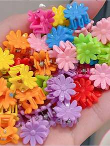 50/100 piezas Pinzas de pelo mini para niñas, surtido de pinzas de pelo de resina lindas y de moda, de unicolor y con patrón geométrico, accesorios de peinado casual diario, colores de caramelo, adecuados para trenzar y peinar, decoración de vuelta al colegio, regalos de cumpleaños y festividades