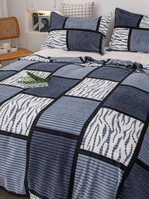 1 pièce Couverture polaire à carreaux à simple couche, couverture douce et agréable à la peau pour le lit, disponible en plusieurs tailles, utilisation polyvalente pour le salon, le canapé, la chambre à coucher