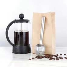 Cuchara de café de acero inoxidable con largo hueco, cuchara medidora de 7g para café molido yé de hojas sueltas, plata cepillada - Marrón - Ver 4