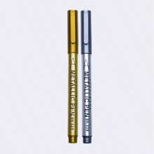 2pcs Gold & Silver Permanent Metallic Color Highlighter Pens, Soft Tip Paint Pens For Calligraphy, Greeting Cards, Painting, DIY Crafts, Resin Art, Back To School