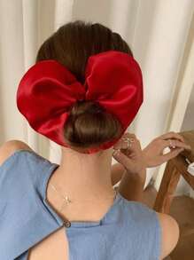 4条装纯色优雅复古宫廷风涤纶缎面心形发圈，高弹力发绳，时尚浪漫设计，适合女孩，是情人节、旅行、摄影配件、马尾辫发圈、洗脸发饰、头饰、化妆家居健身女性配饰头饰的理想之选。