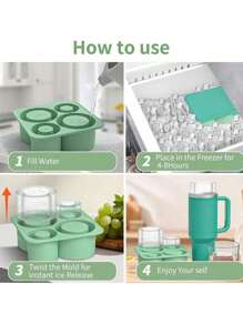 4pcs Reusable Silicone Ice Cube Tray Mold, Fits 20oz, 30oz, 40oz Insulated Tumblers, Compatible With Stanley