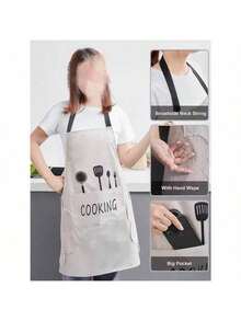 2‑Pack Water‑Drop Resistant Kitchen Bib Aprons With Built‑In Hand Towel & 2 Pockets – Adjustable Unisex Chef Aprons - Kiểu 1 - Xem 3