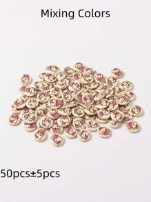 Sanrio 100pcs Hello, Kitty  15mm Wooden Buttons - Mixed Pack, Hello, Kitty Pattern, 2 Holes, Light Beige Natural Wooden Buttons For Sewing, Knitting, DIY Crafts And Clothing Accessories