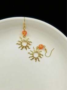 1 Pair Fashionable Hollow Sunflower Design Earrings For Women, Suitable For Daily Wear, Banquet, Party