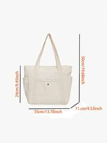 女士多口袋手提包帆布包带手柄包大容量钱包可重复使用手提包，帆布手提包，非常适合日常使用和旅行，学生手提包，多个隔层，非常适合海滩、学校、工作和日常使用，青少年文学书包，女士或学生书包，非常适合书籍、购物、返校等