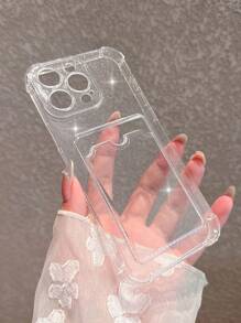 Premium Rhinestone Glitter Transparent Card Holder Phone Case Compatible With IPhone 17 Pro Max/17 Pro/17 Air/17/16 Pro Max/16/16 Pro/16 Plus/15/15 Pro Max/15 Pro/15 Plus/11/12/13/14 Pro Max/11 Pro/11 Pro Max/12 Pro/12 Pro Max/13 Pro/13 Pro Max/7 Plus/14 Pro/14 Pro Max/14 Plus Soft - Transparent-glitter Card Holder - View 8