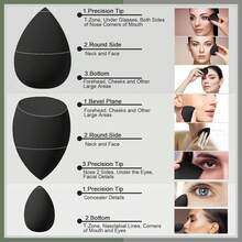 17PCS Makeup Sponge Set With 6PCS Powder Puff, 3PCS Mini Makeup Sponges, 3PCS Foundation Mini Make Up Sponge Puff And 1PCS Make Up Sponges Holder (Black) - Black - View 5