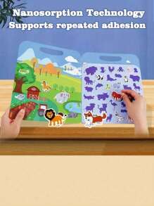 1 pezzo Libro di adesivi riutilizzabili per bambini, adesivi lavabili per bambini in età prescolare, regali per le vacanze, disponibili come regali per il ritorno a scuola, regali di compleanno, libro di adesivi, stile libro gelatina, puzzle di adesivi per l'educazione precoce, possono essere incollati ripetutamente. Include adesivi a tema mondo marino, animali, dinosauri e trasporti.